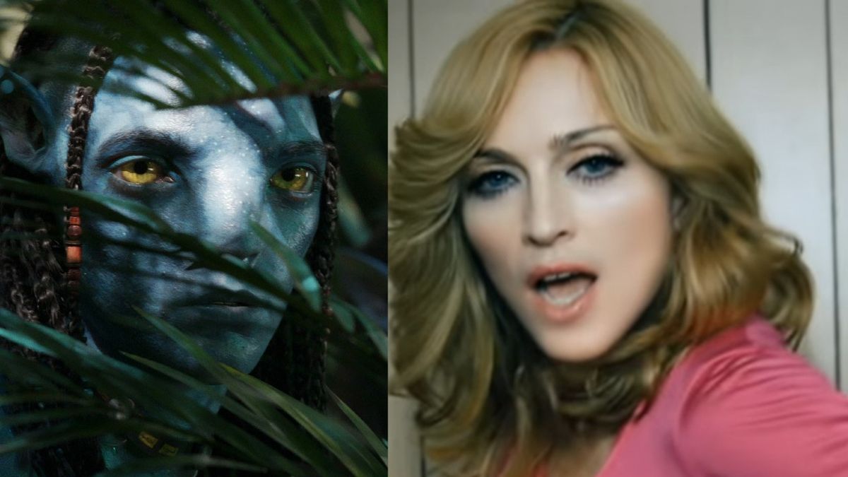 Jake Sully in Avatar: The Way of Water and Madonna in the &quot;Hung Up&quot; music video