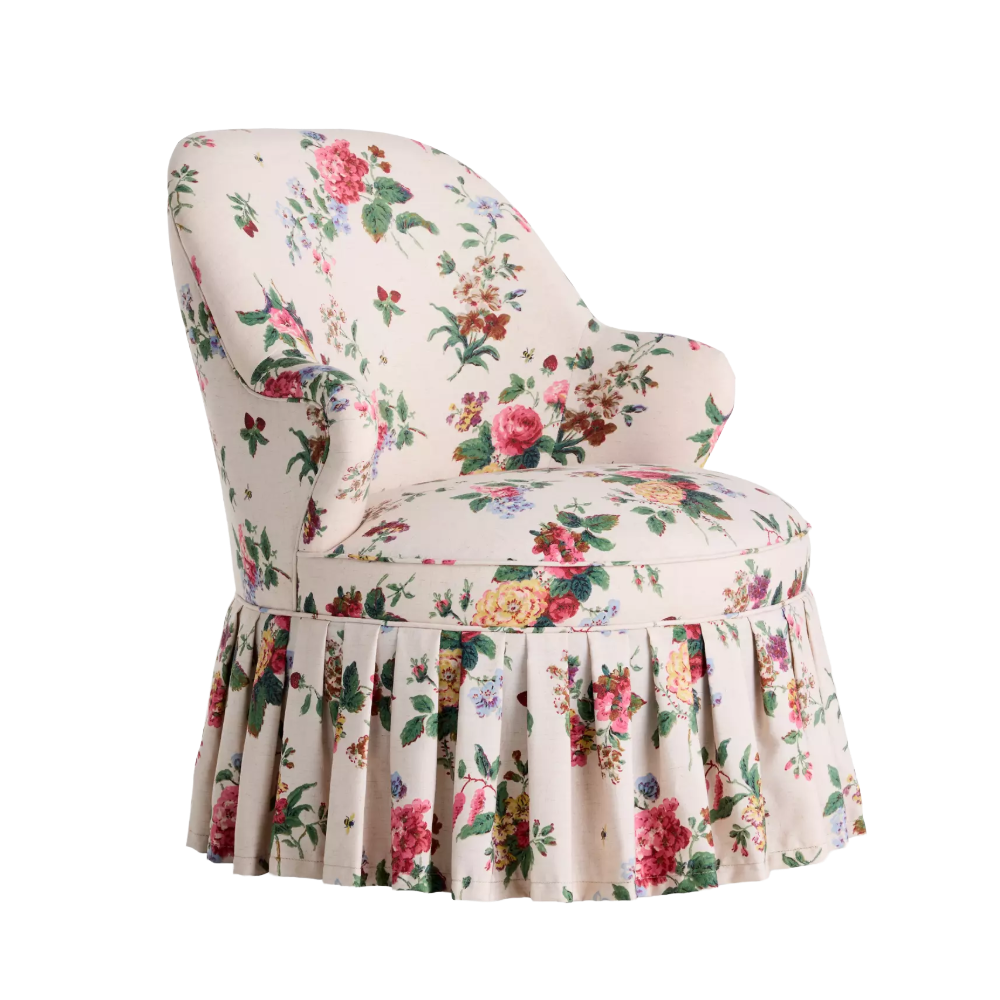 Anthropologie Lorelei accent chair with skirt in floral fabric