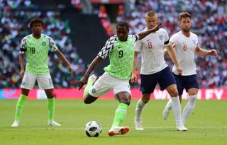 Odion Ighalo played for Nigeria against England ahead of the 2018 World Cup