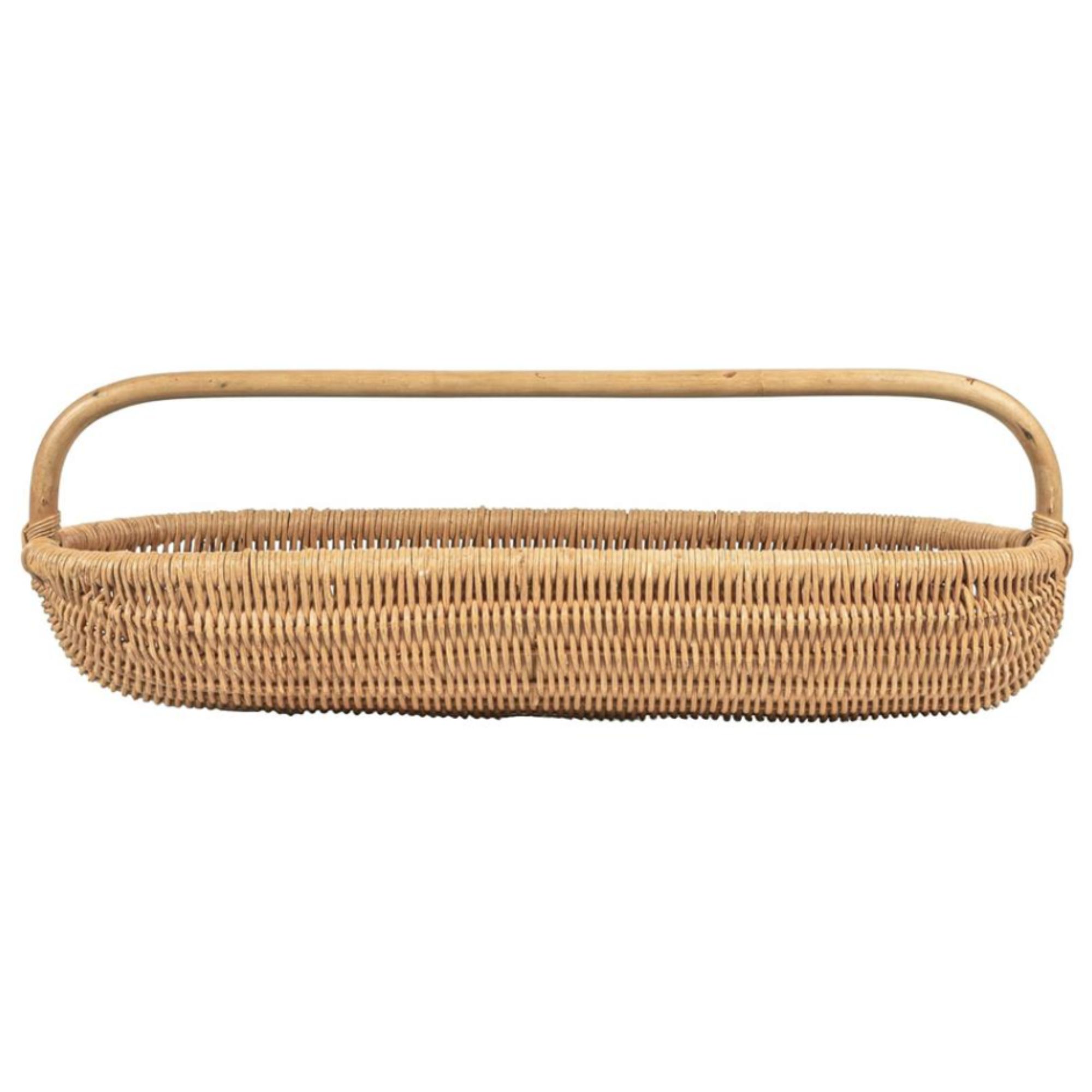 Long rattan basket with handle