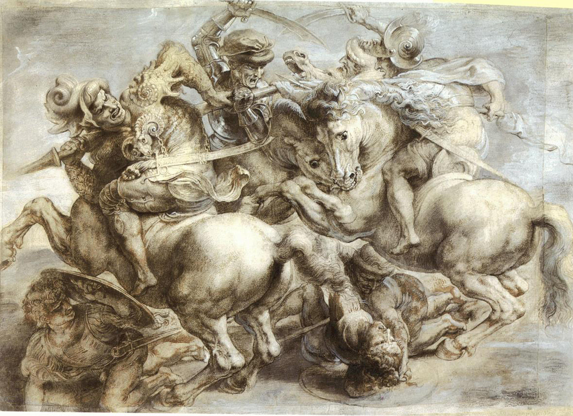 Peter Paul Ruben&#039;s copy of the lost Battle of Anghiari by Leonardo da Vinci.