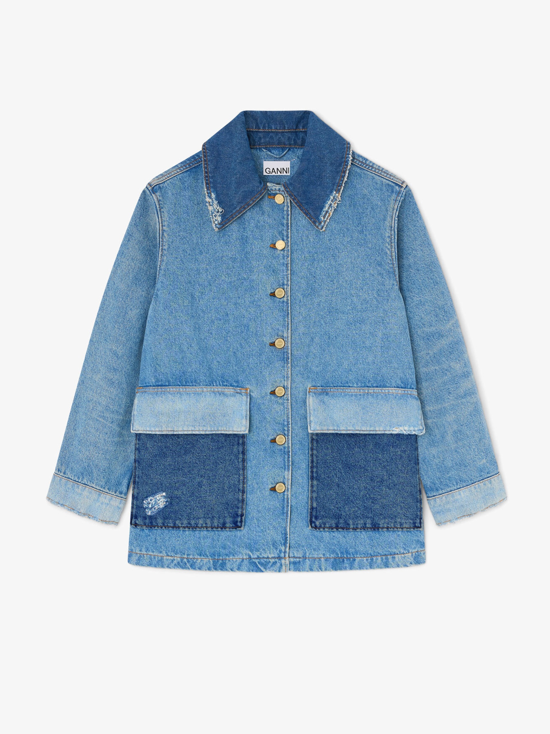Ganni, Jacket in Patchwork Denim