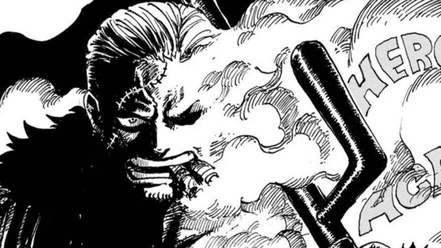 Eiichiro Oda&#039;s drawing of Smoker from One Piece, a tribute to My Hero Academia creator Kōhei Horikoshi.