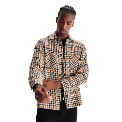 Whiting - Natural Houndstooth-Weave Overshirt