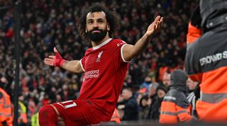 Mohamed Salah of Liverpool celebrates after scoring a goal