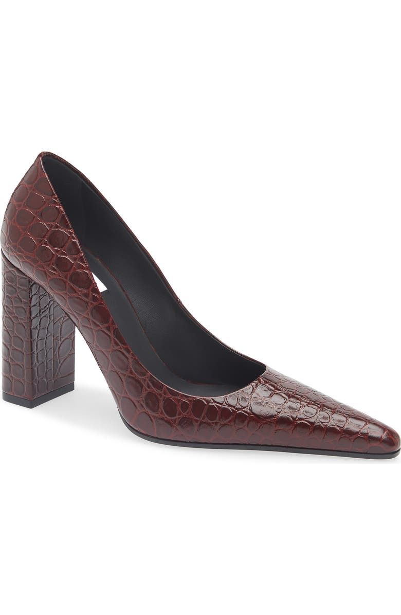 Show Pointed Toe Lizard Embossed Pump
