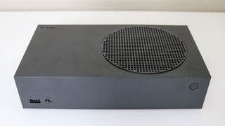An overhead view of the Carbon Black Xbox Series S