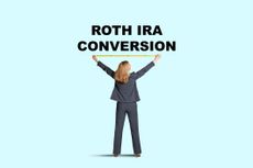 A woman metaphorically uses a tape measure to gauge the tax consequences of doing a ROTH IRA conversion.