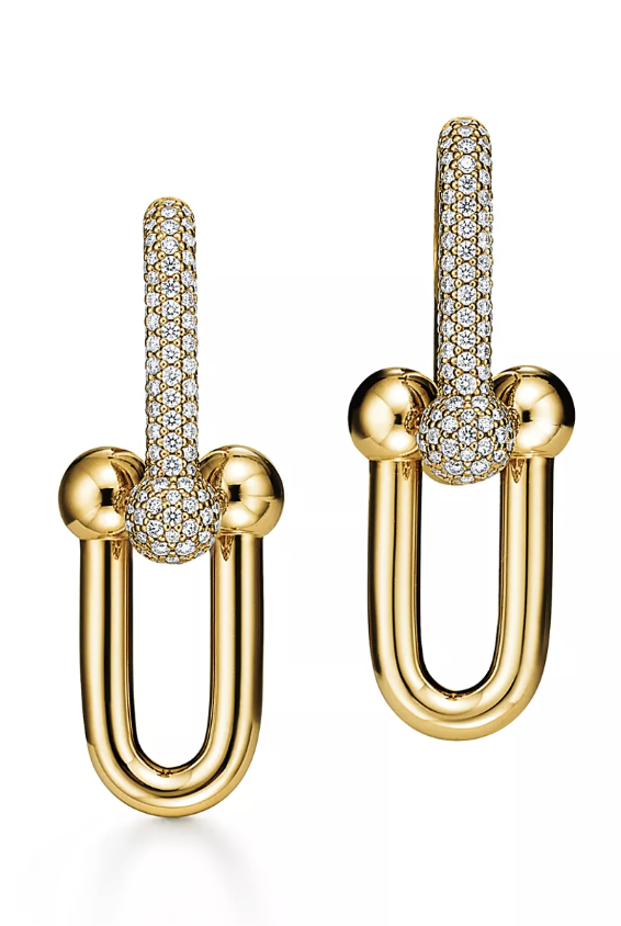 Tiffany &amp;amp; Co., Large Link Earrings in Yellow Gold with Pav&amp;eacute; Diamonds