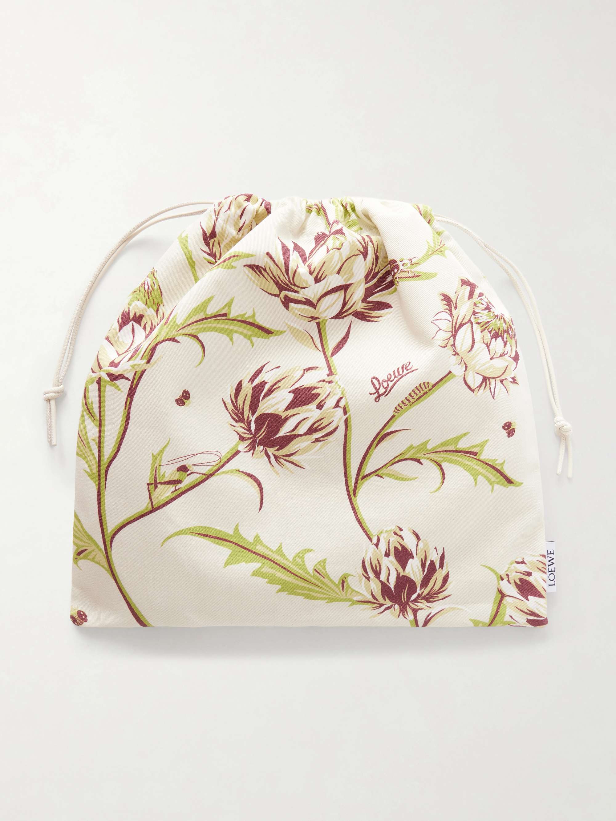 Floral-Print Twill Drawstring Pouch