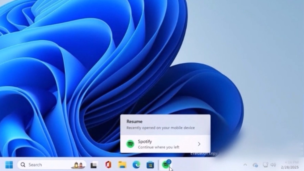Windows 11 Cross Device Resume with Spotify