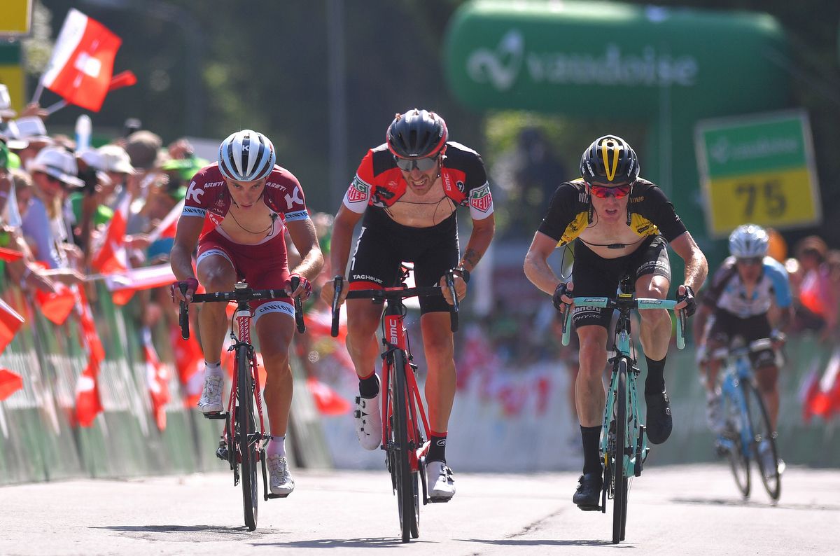 Damiano Caruso (BMC) sprinting to the line
