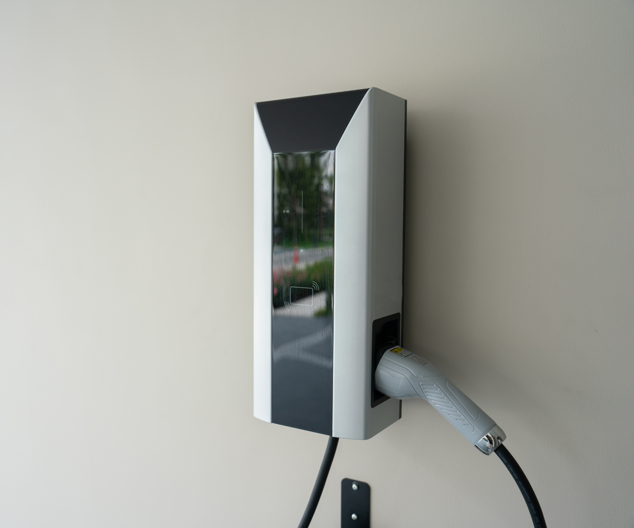 ev charger on white wall