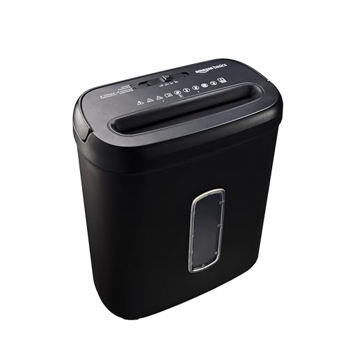 Amazon Basics 8-Sheet High Security Cross Cut Paper and Credit Card Shredder With P-4 Security, Auto Shut-Off, Black