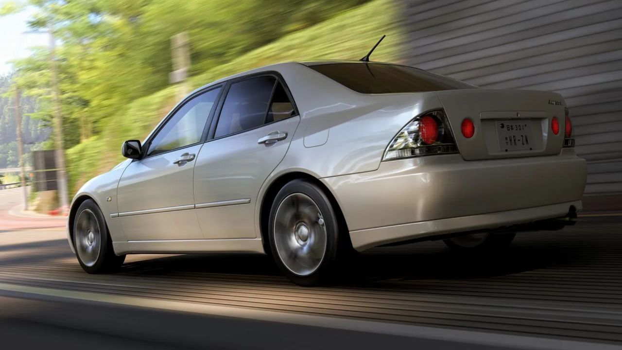 Forza Horizon 6 Series 1: The 1999 Toyota Altezza RS200 Z EDITION racing down a road.