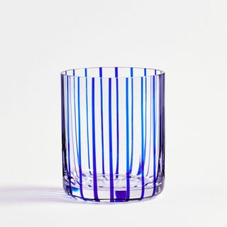 Stripe Short Tumbler - Glass Set 4 (Blue)