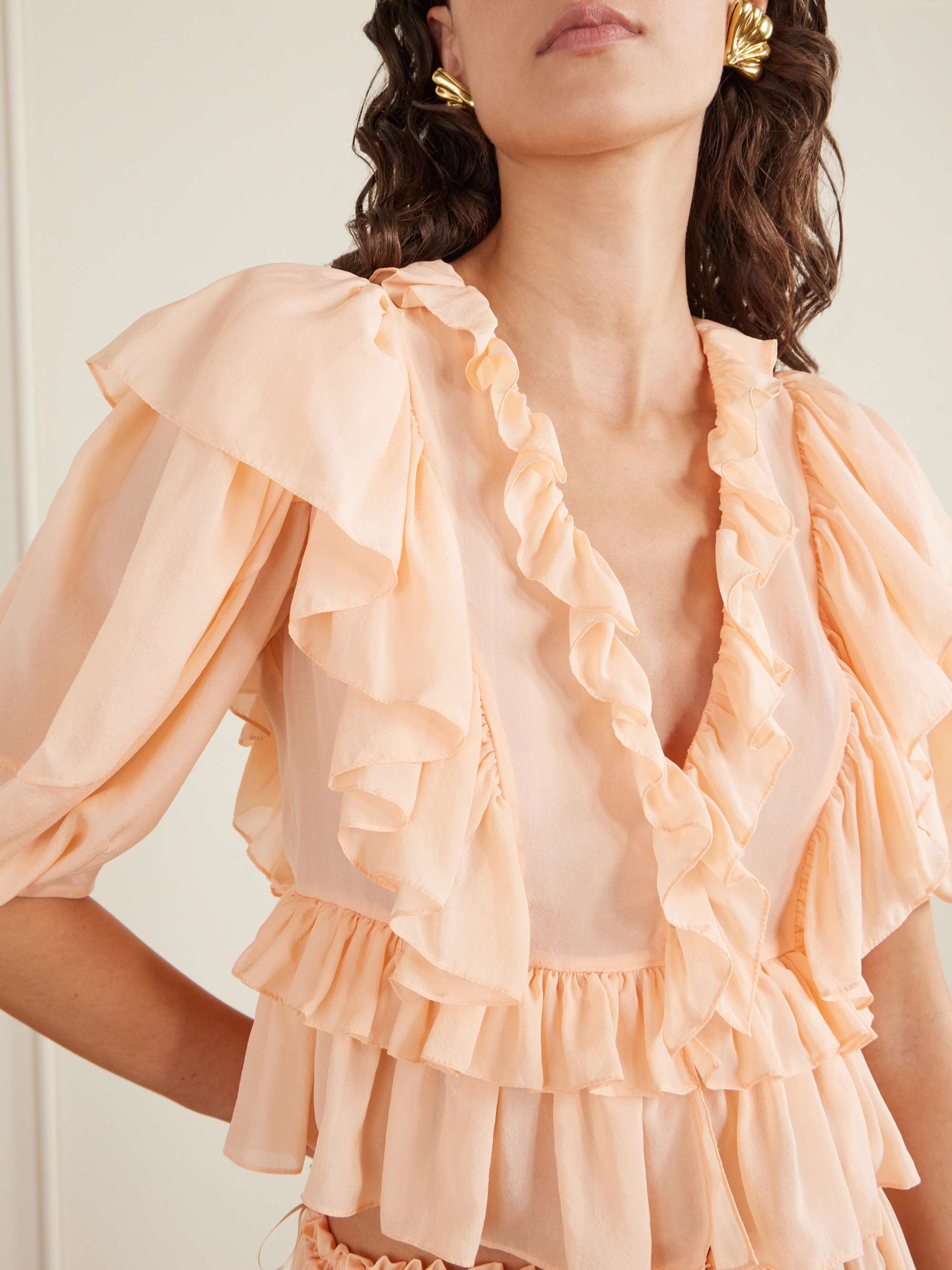 Ruffled Silk-Charmeuse Blouse