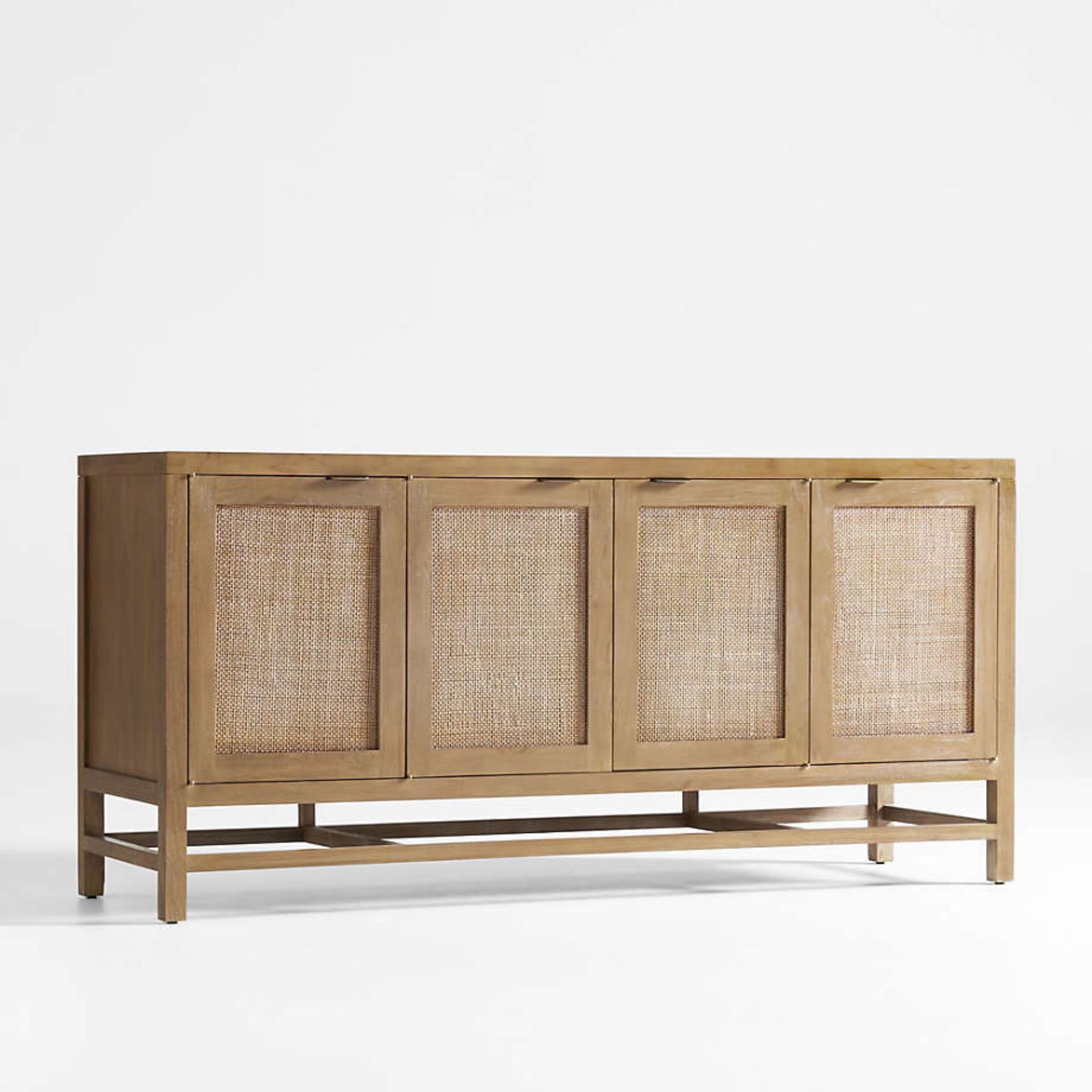 Blake 68" Light Brown Teak and Rattan Storage Media Console
