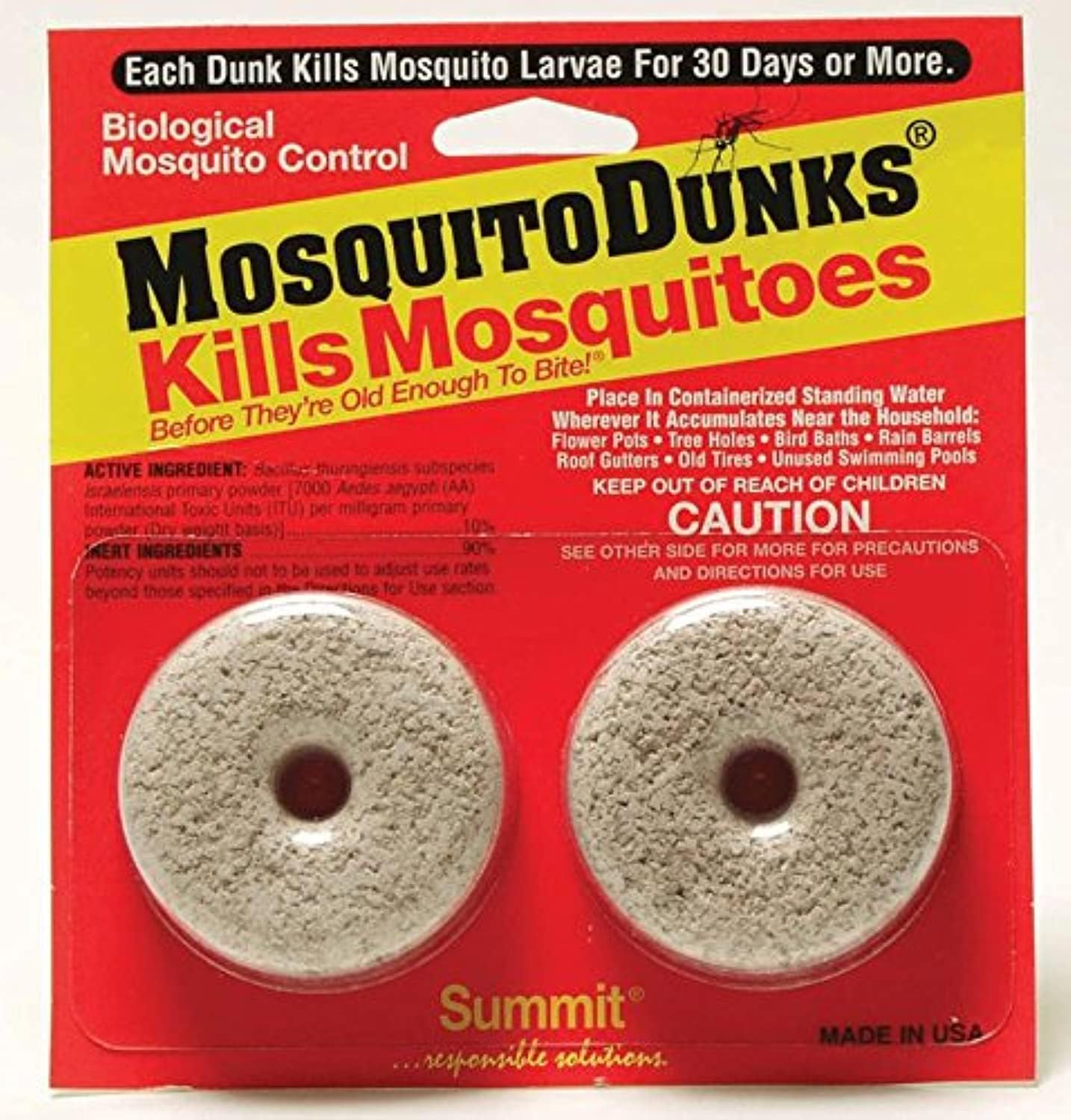 Mosquito dunks in packaging