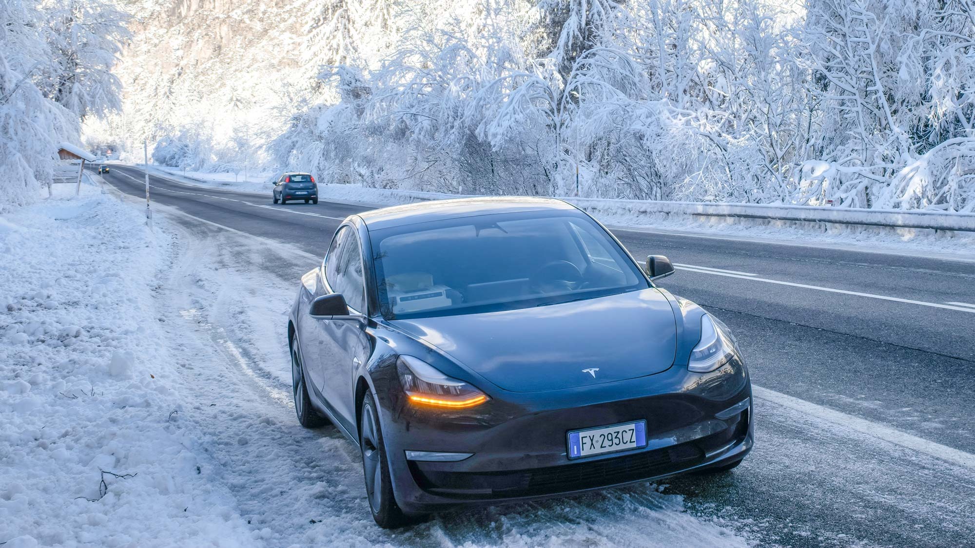 Electric cars in the snow