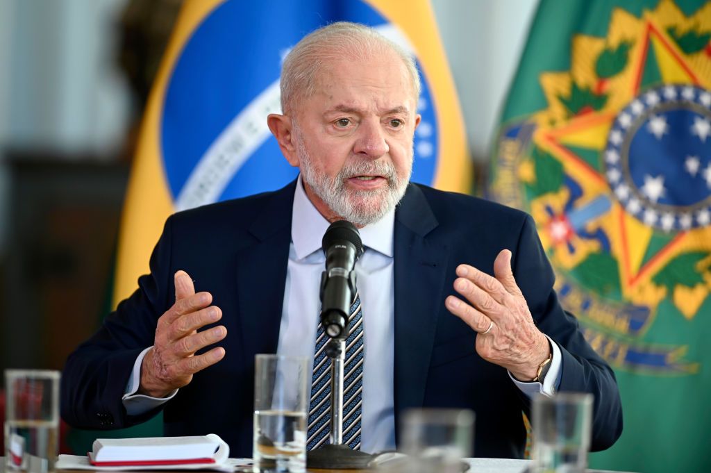 Luiz Inacio Lula da Silva, Brazil&#039;s president, speaks during an interview with the foreign press at Planalto Palace in Brasilia, Brazil