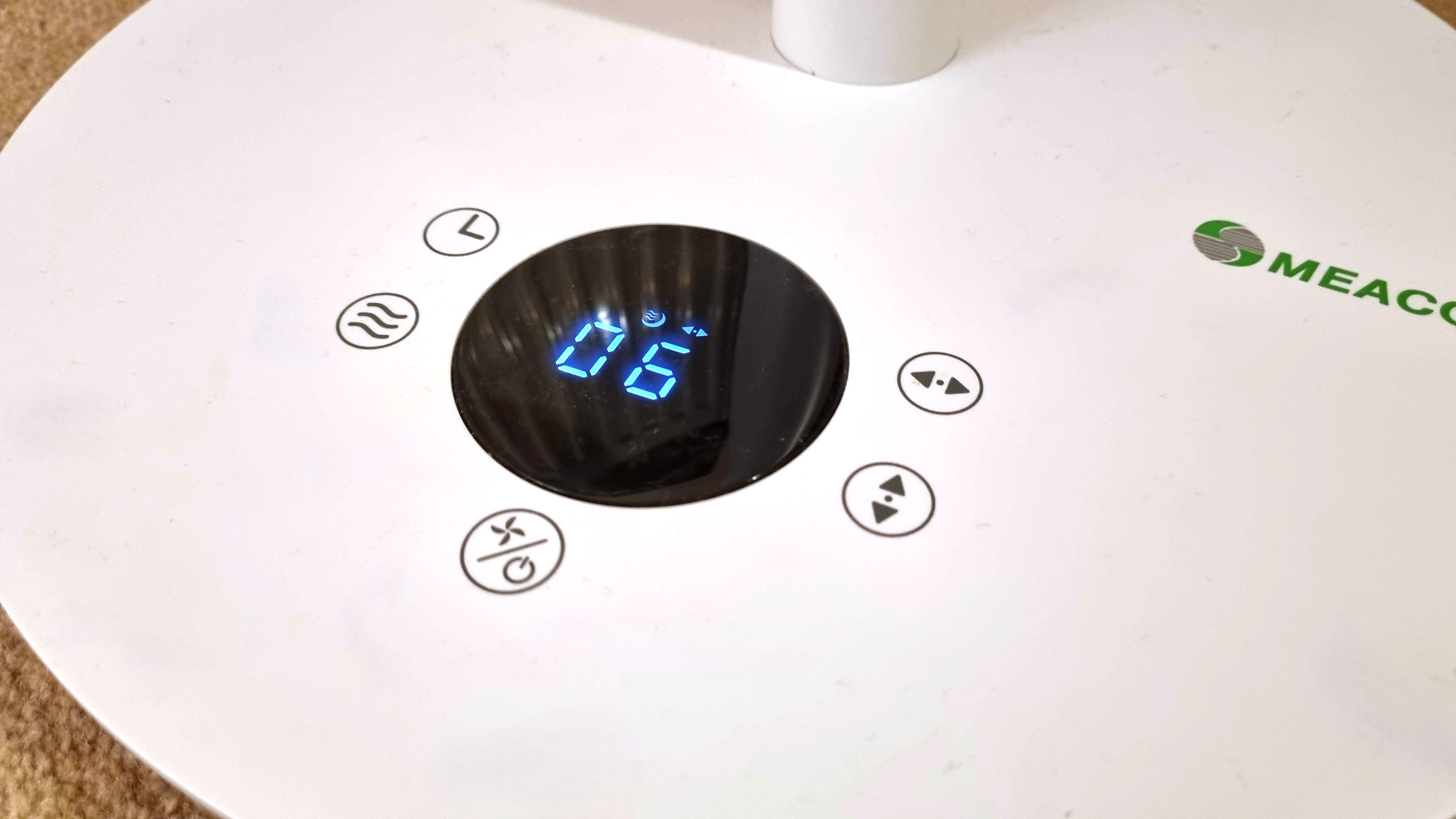 Close-up of controls for MeacoFan 1056P
