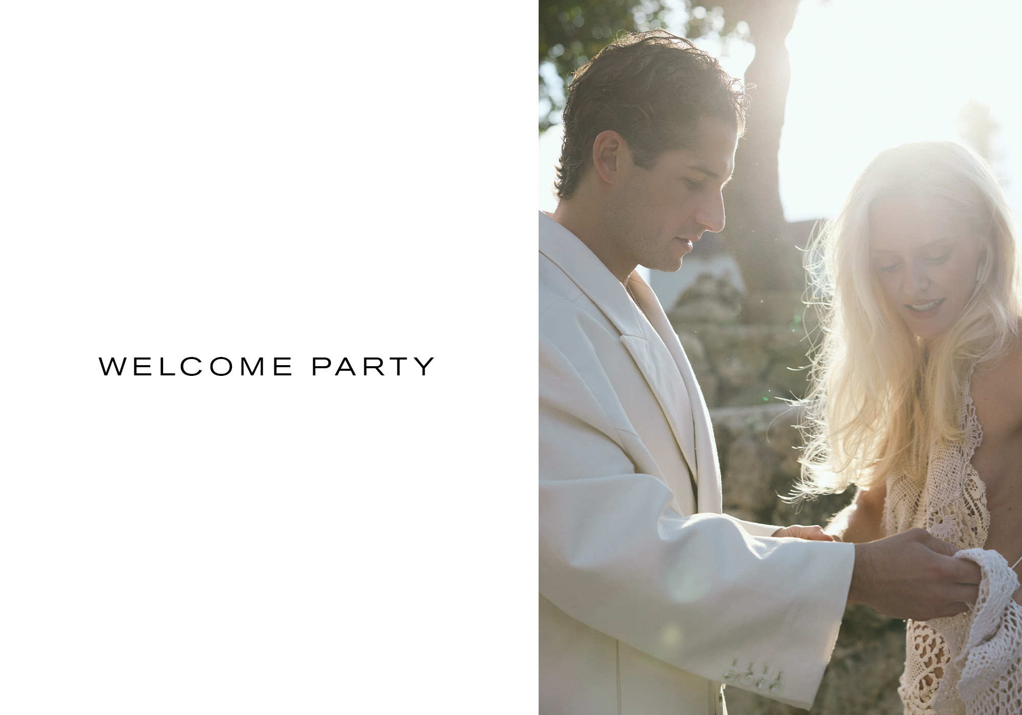 Max Siegelman and Karoline Spenning with the text "Welcome party."