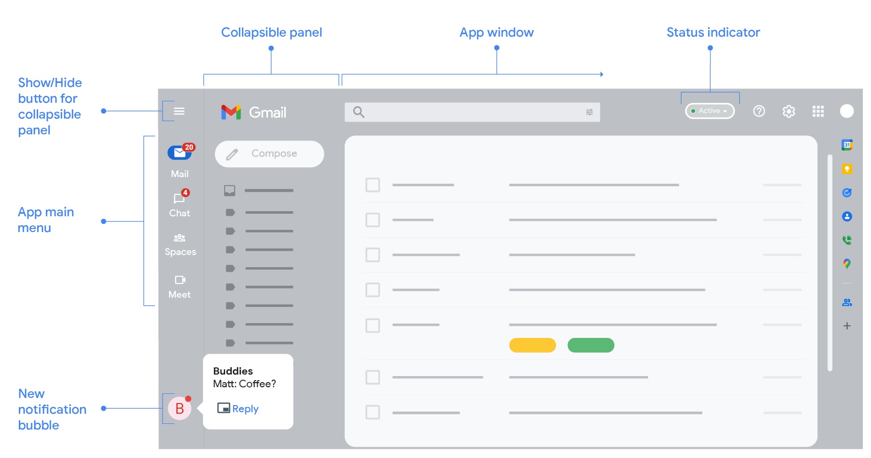 an image showing off th4e Gmail redesign changes