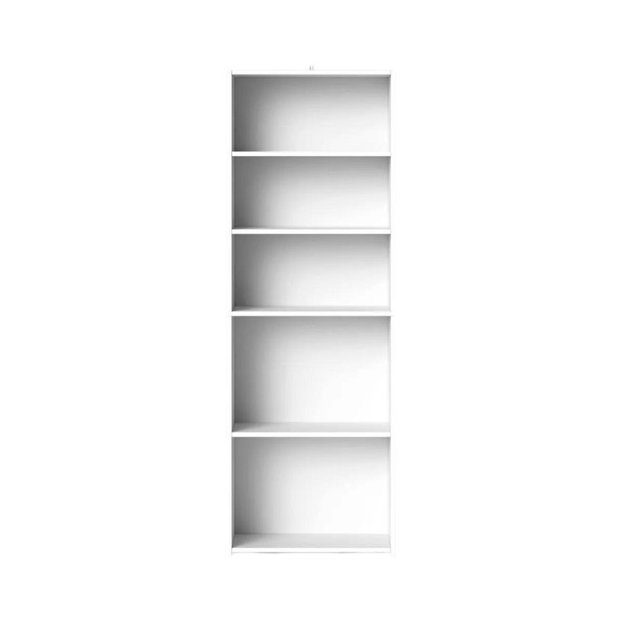 5 shelf white bookcase