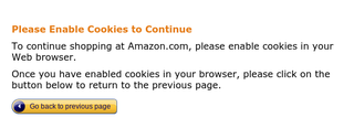 Amazon Cookie Error