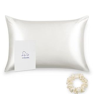 ALASKA BEAR 100% Mulberry Silk Pillowcase for Hair and Skin Health, Hypoallergenic, Standard Size 50x75cm Natural Silk Pillow Case Slip Beauty Sleep (1pc, Ivory White)