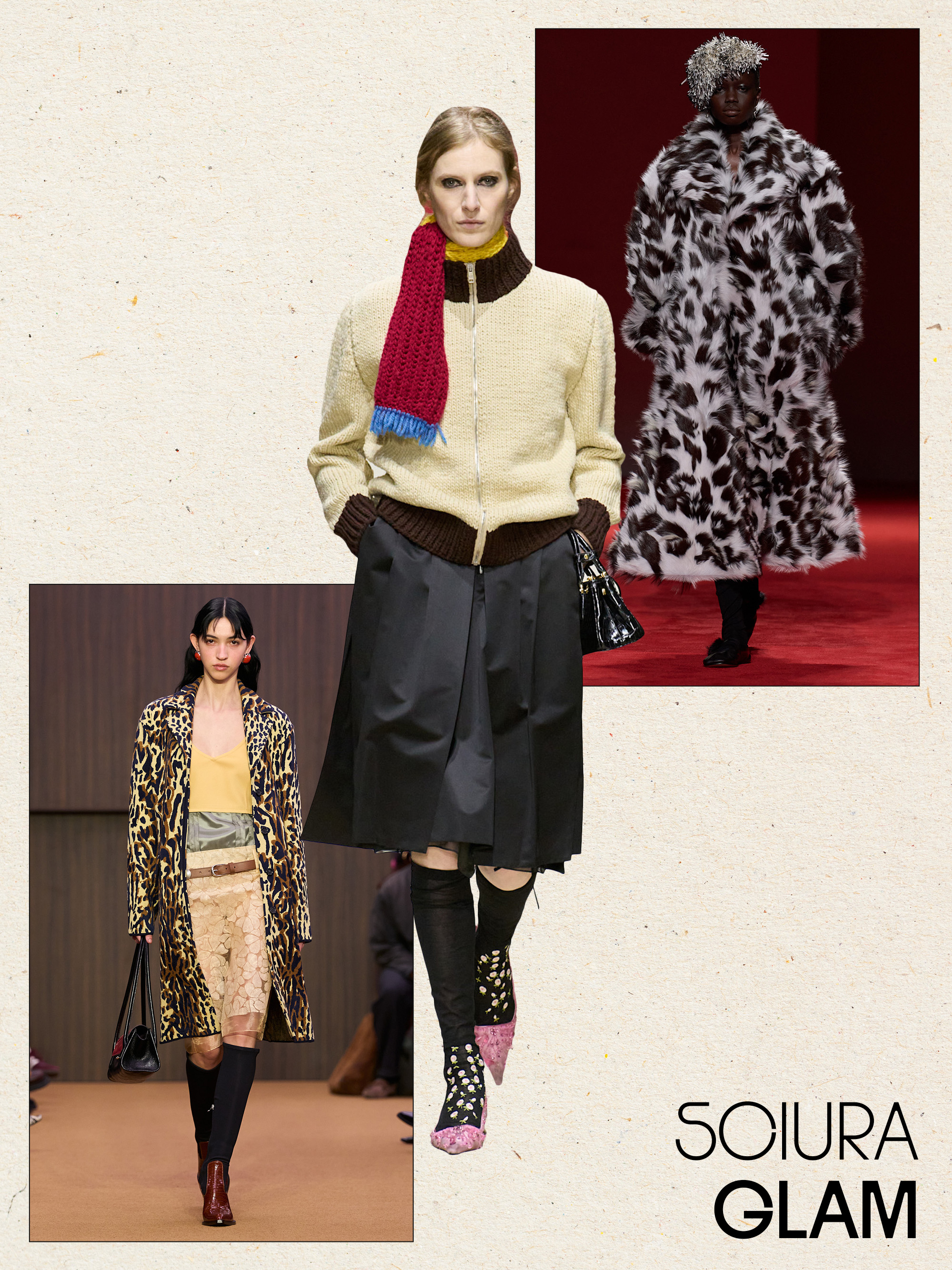 a collage of runway images featuring the biggest trends from Milan fashion week fall/winter 2026