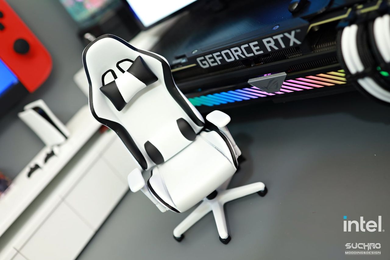 A gaming PC build that looks like a tiny gaming den.