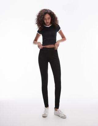 Topshop Tall Full Length Heavy Weight Leggings in Black