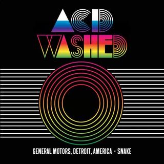 A black record sleeve with a neon font that says 'Acid Wash'. Below the writing is a circle made out of thin lines, with white lines on both sides.