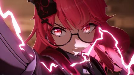 Neverness to Everness character with red eyes glaring