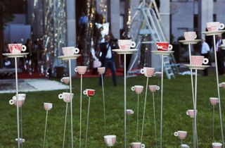 Tea cups & saucers on sticks