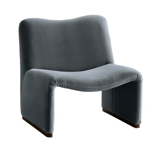 Lovett Armchair in Grey Blue Velvet