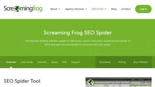 Website screenshot for Screaming Frog