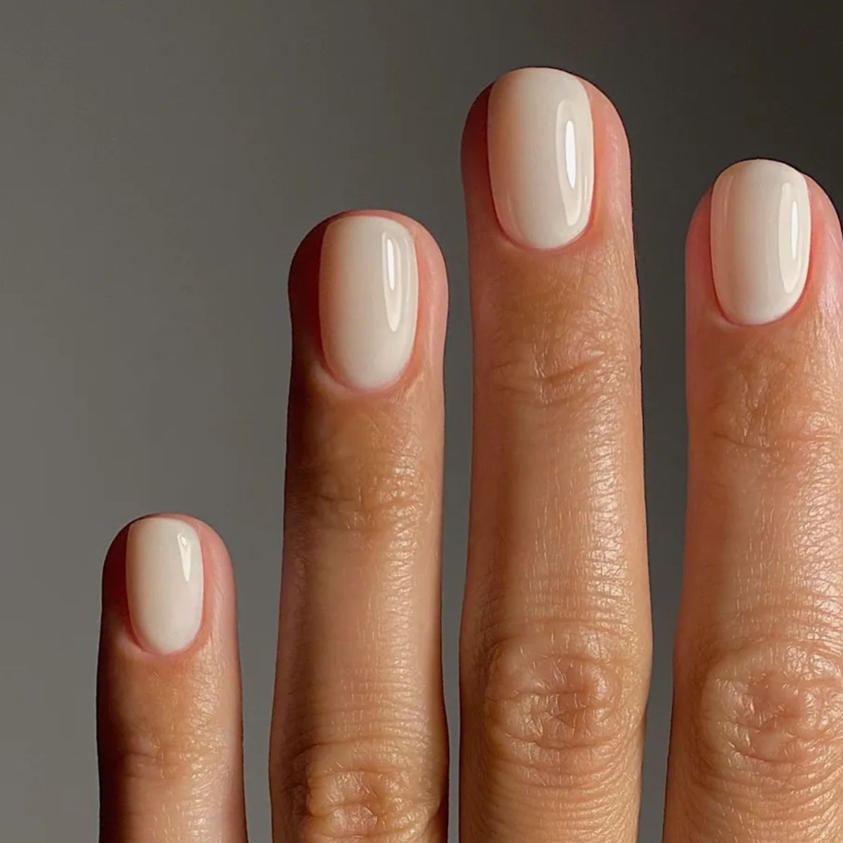 A close-up picture of a vanilla manicure
