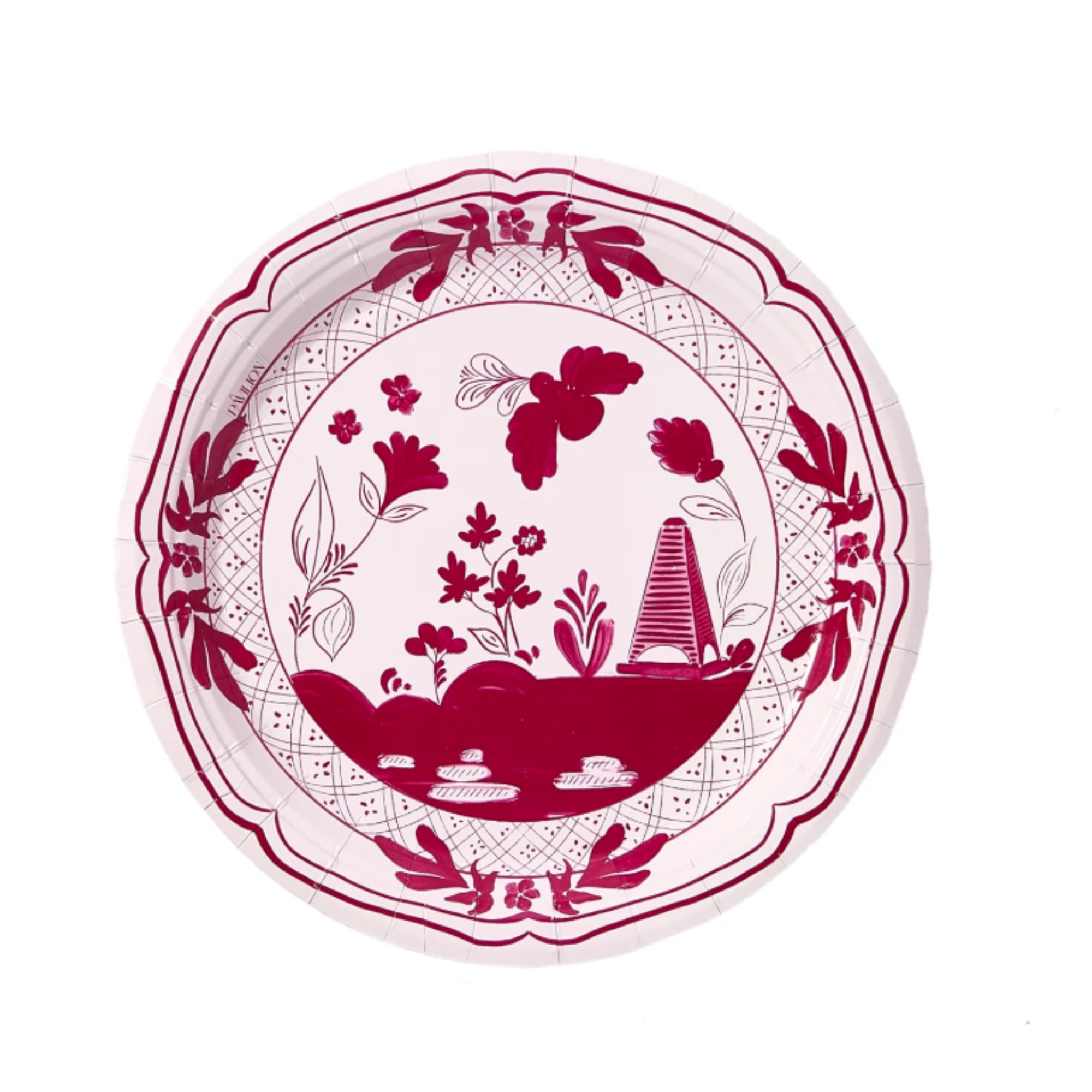 Red patterned paper plate