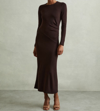 SloaneWool Ruche Detail Midi Dress in Berry | Was £188 now £68