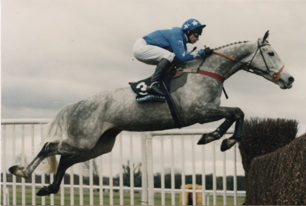 Jamie in his National Hunt jockey days riding Suny Bay