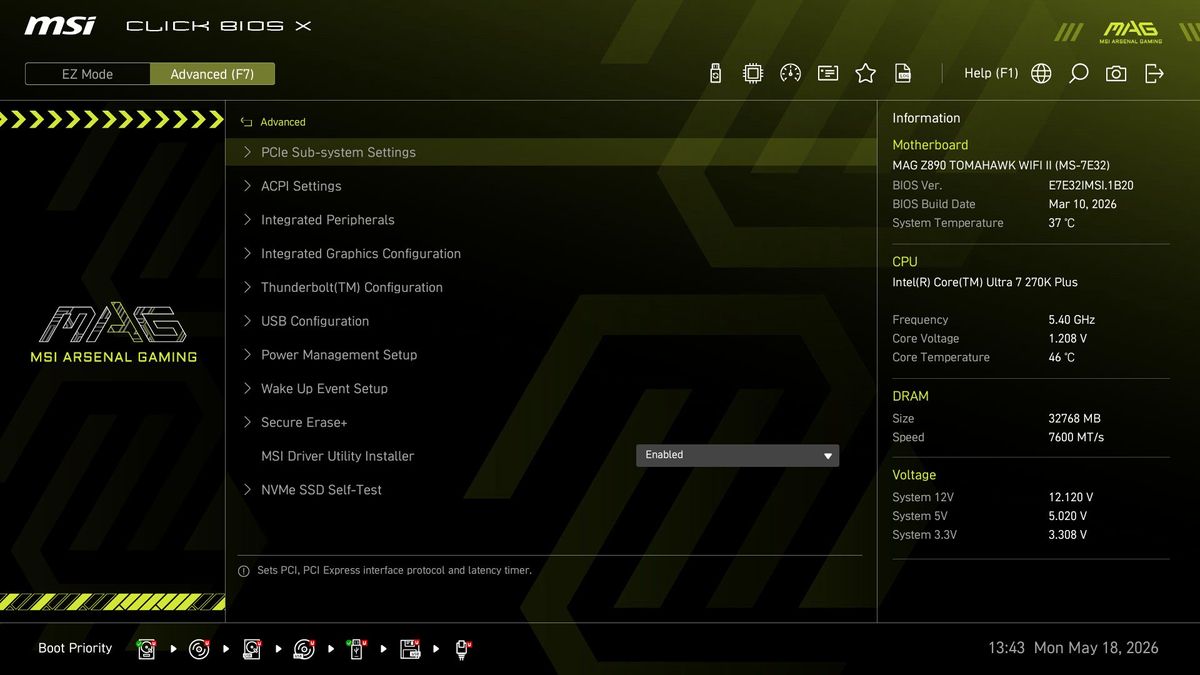 MSI MAG Z890 Tomahawk Wifi II