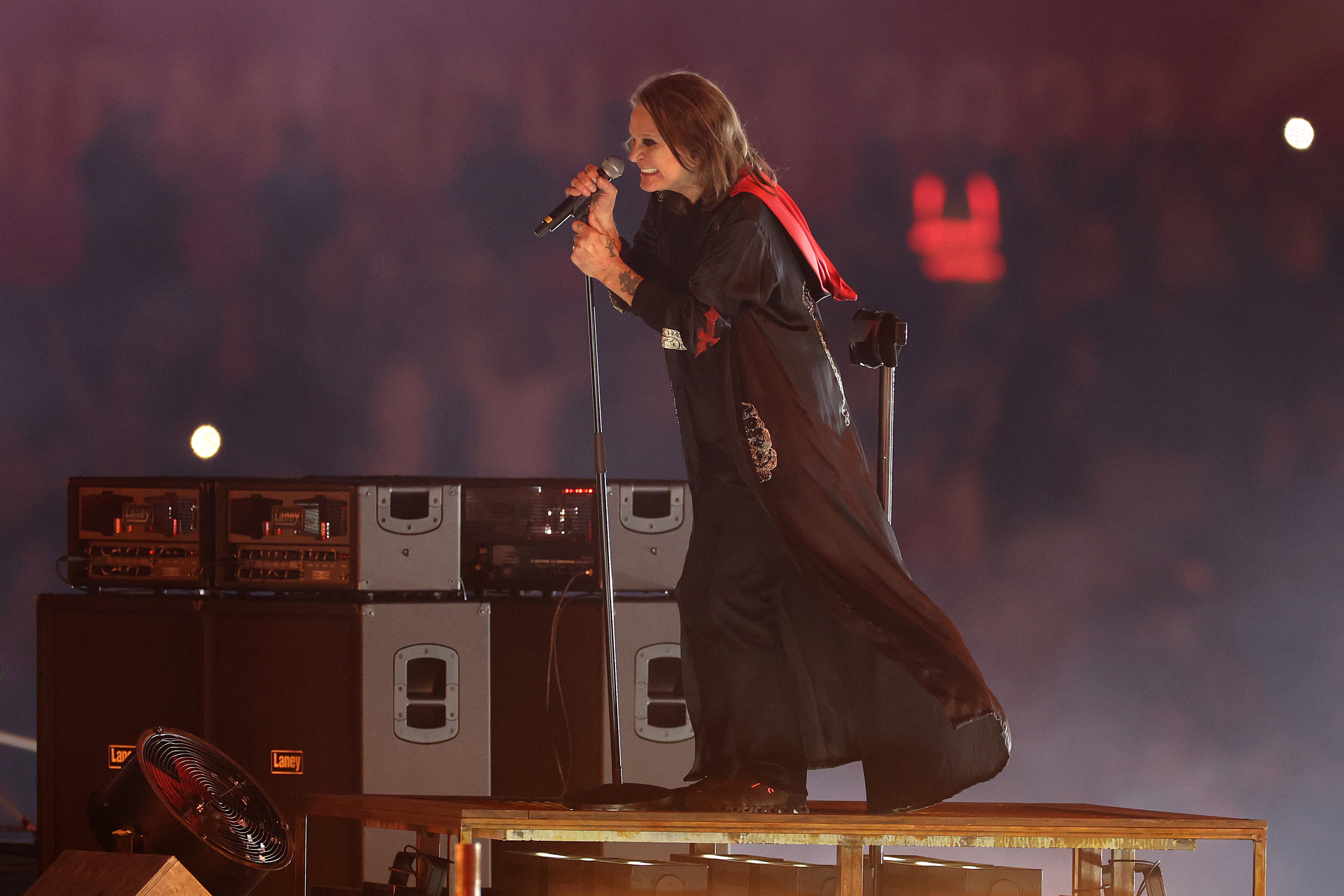 Ozzy Osbourne and Tony Iommi on stage at the Commonwealth Games