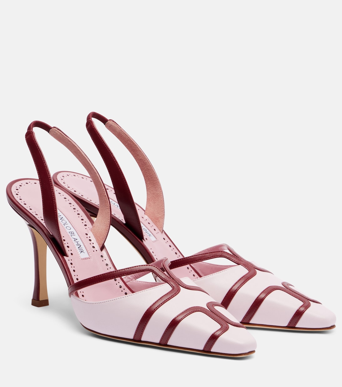Sarto 90 Leather Slingback Pumps in Pink - Manolo Blahnik