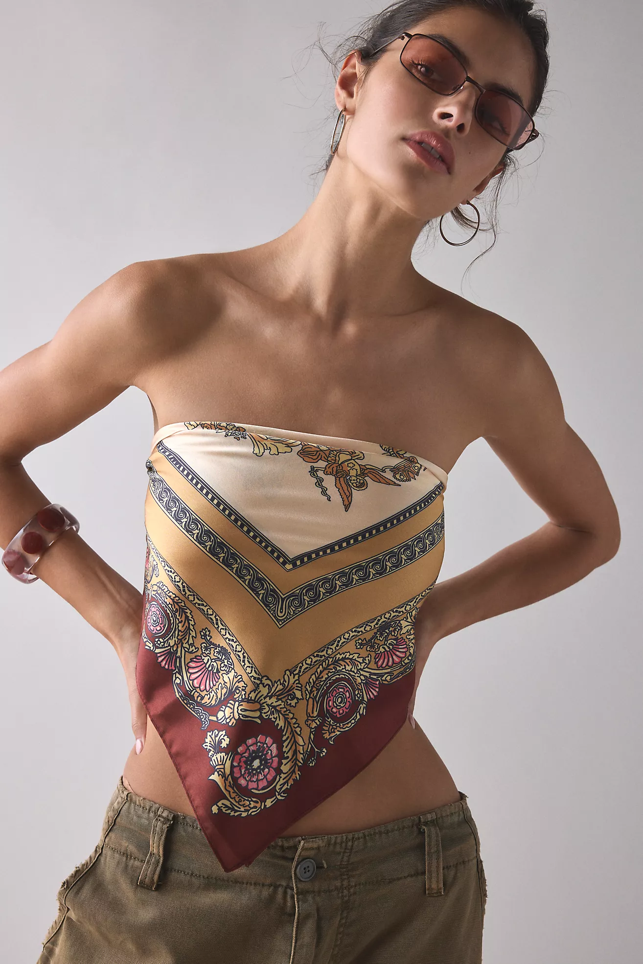 Ornate Patterned Silky Scarf