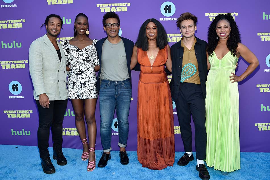 At the premiere screening for Freeform’s Everything’s Trash at 74Wythe in Brooklyn (l. to r.): Brandon Jay McLaren, Nneka Okafor, Jordan Carlos, Phoebe Robinson, Moses Storm and Toccarra Cash.
