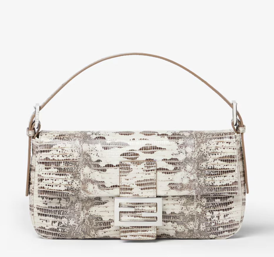 Fendi, Parchment-Colored Lizard Leather Baguette