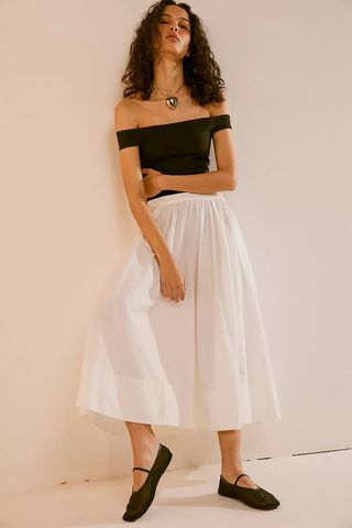 Lowen cotton midi skirt in white